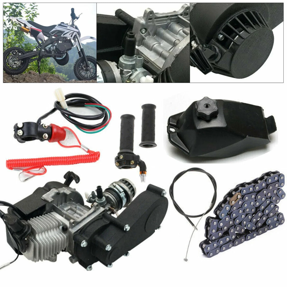 Vehicle Racing Mini Off-Road Air-Cooled Oukaning Engine Stroke Motor 2 Engine Pocket Bicycle Kit, Mini for 49cc new Atv