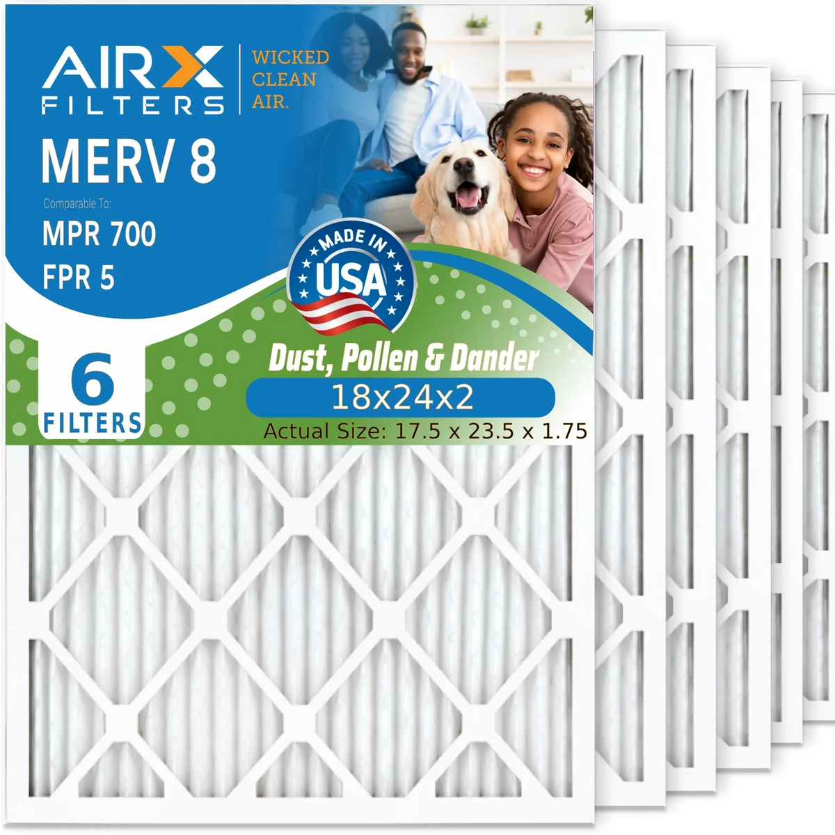 by Pleated Premium 5 Filter Comparable Made Pack WICKED 18x24x2 Filters AIRX HVAC FPR to MPR Air 700 USA AC FILTERS Conditioner 8 18x24x2 Filter Electrostatic 6 CLEAN Furnace AIR. MERV & Air
