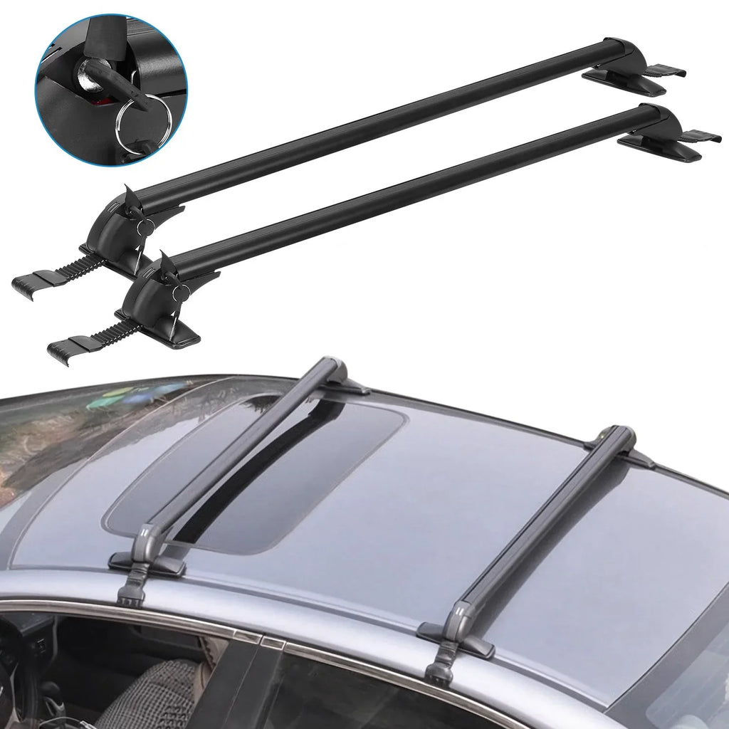 Adjustable Bike Roof Frame Crossbar Cross for Kayak Pieces new 43in Lock Rack Car Bar, Anti-Theft Cargo with Window Luggage-2 Hooks Universal