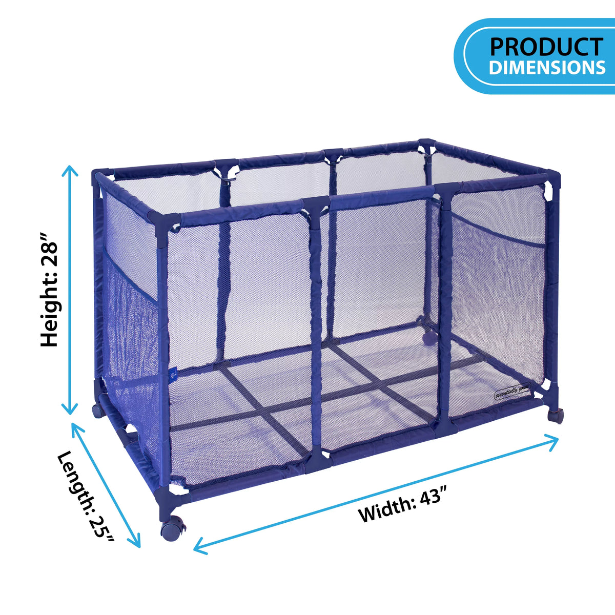Toys, 28" x L Storage Floats, Height, W Style 563009 Floats Essentially Mesh 25" Equipment Organizer (43" and Blue x Kids Balls Noodles H), Bin, Pool Large, Rolling Holder, Yours
