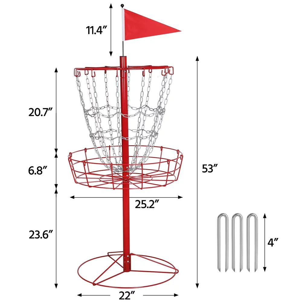 12-Chain Red Baske, Metal Golf Easyfashion Disc