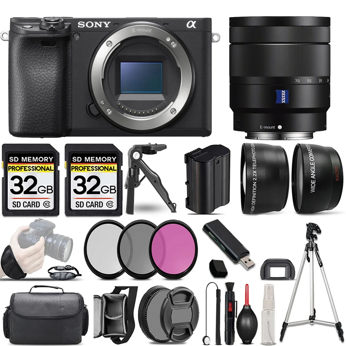 Lens Mirrorless +64GB +16-70mm OSS PC +3 f/4 high quality Camera a6400 Filter ZA