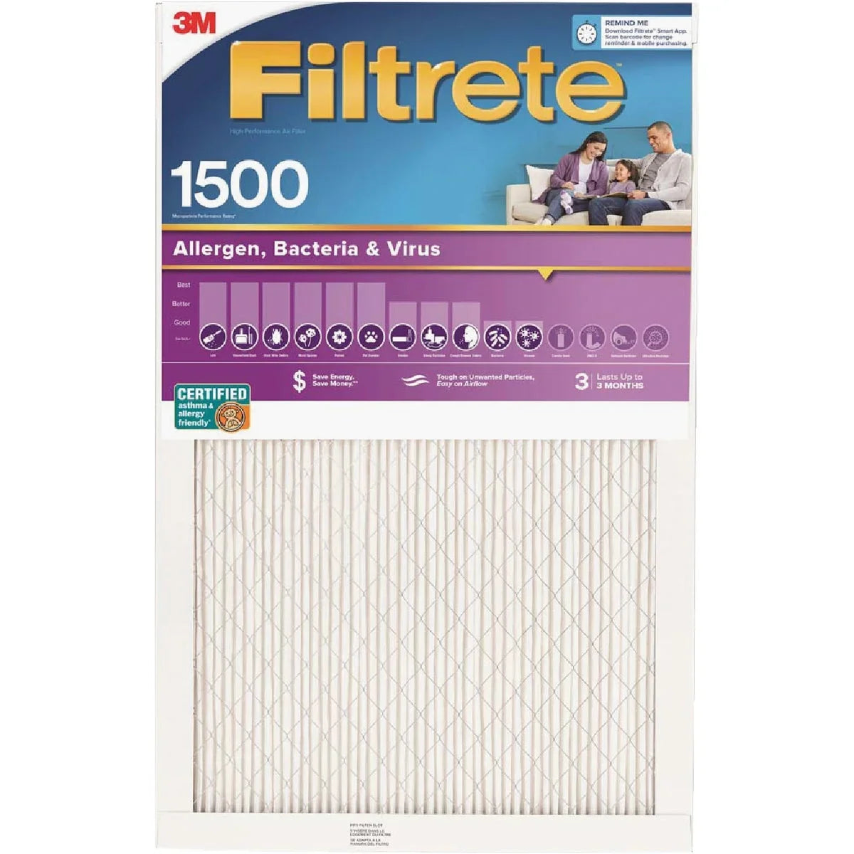Allergen 25 In. 1550 Healthy MPR 1 Ultra Furnace PK, Living 16 In. In. x Filtrete Filter x 1