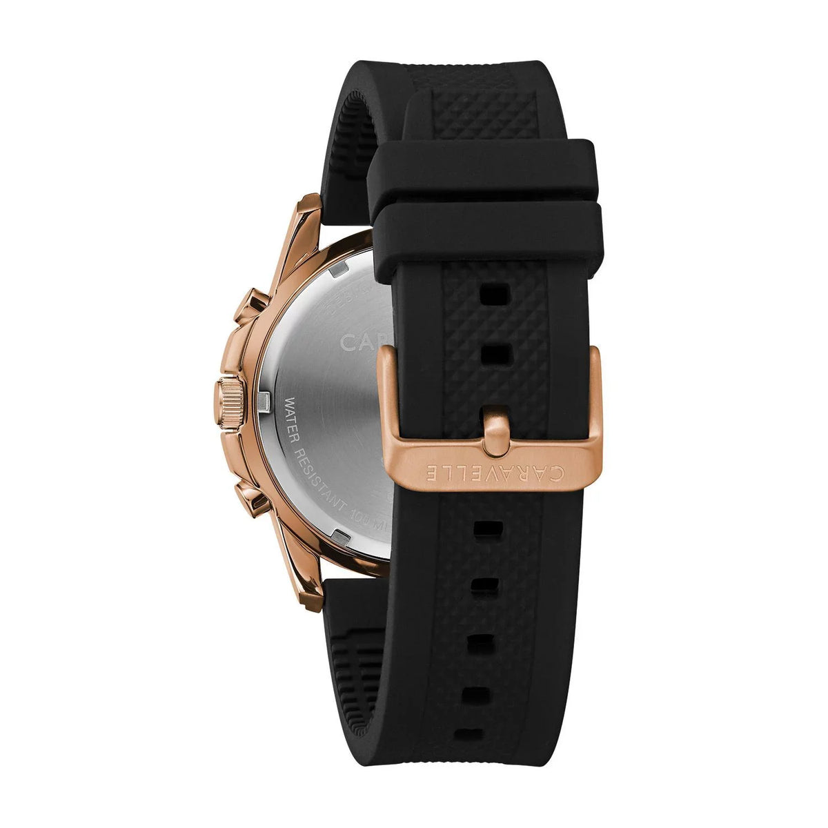 Bulova Strap by Caravelle Designed trendy Black Chronograph Watch, Silicone Men's