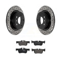 Rear Mini Kit Rotors Cooper Brake Semi-Metallic BMW Slotted Auto special edition i3 Clubman For Pads KDF-101034 And Drilled - Transit Coated Disc Countryman
