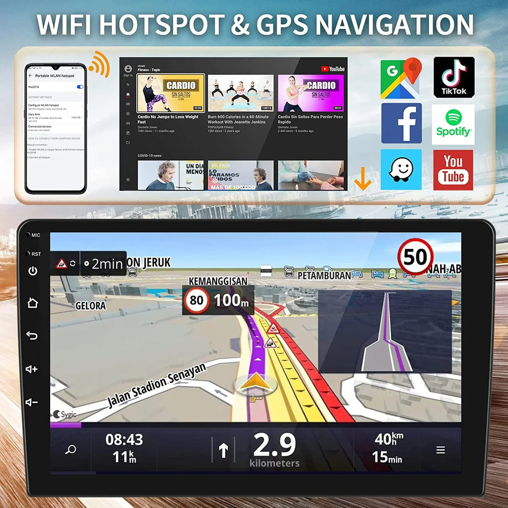 Support 13 Fastboot with WiFi Android Inch Android Connection Navigation Touch Carplay Radio Din Backup with Car special edition Wireless 1G+32G HiFi/BT/GPS 10.1 Camera Double Stereo Screen Auto, Car