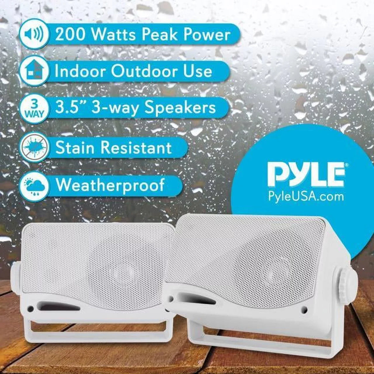 Pyle Sealed System Way 3.5" 200 Speaker (Pair) Two Watt