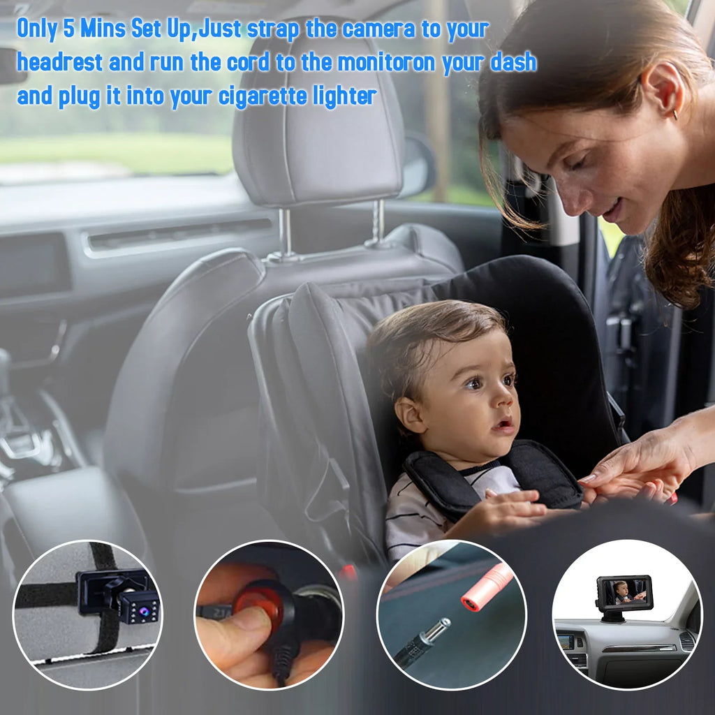 Pets for Monitor Adjustable Baby View Baby IPS with Night Function Wide Baby Screen Mirror Angle 4.3'' Kids Vision Infants Mirror, Car with Camera Car Shinysix classic 1080P