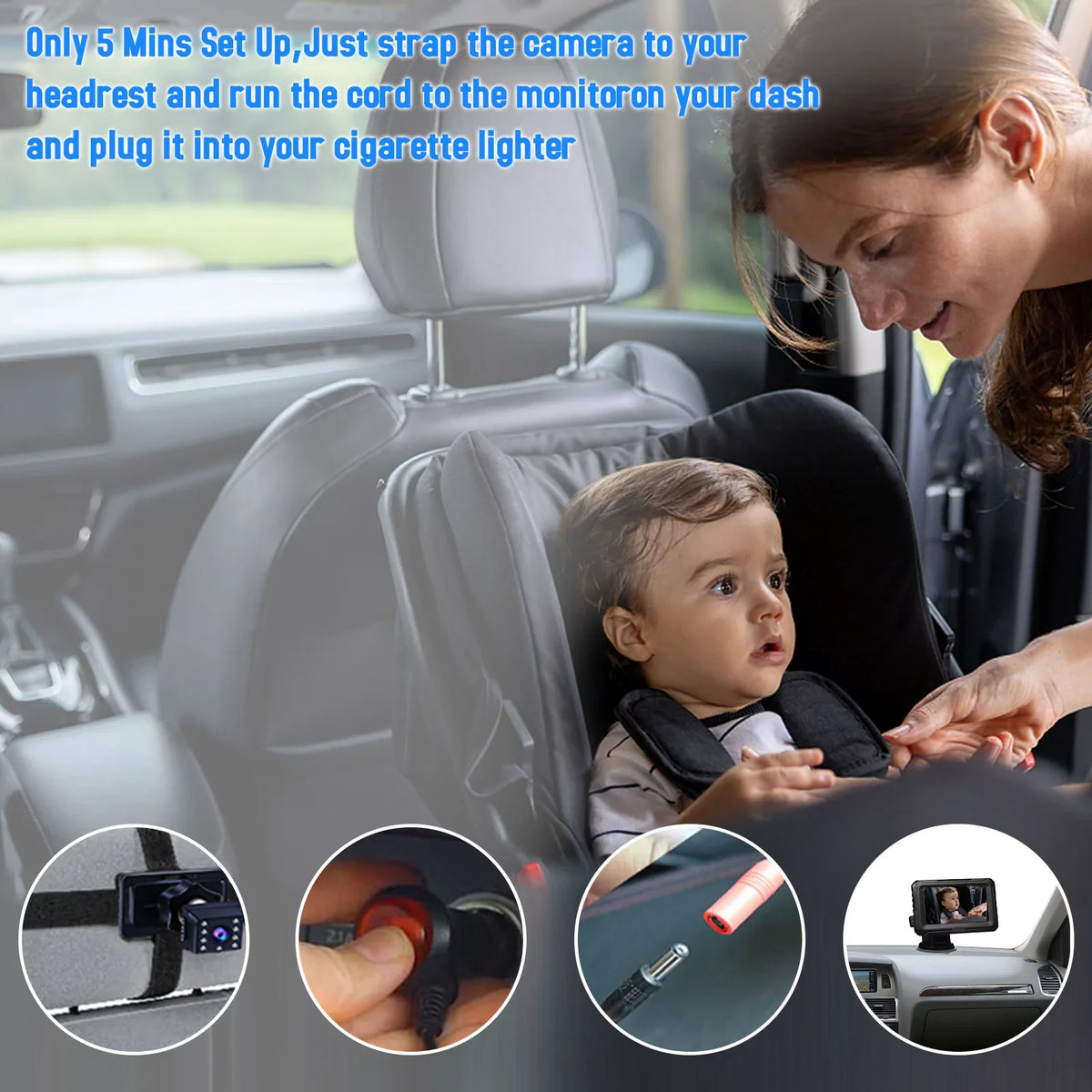 Pets for Monitor Adjustable Baby View Baby IPS with Night Function Wide Baby Screen Mirror Angle 4.3'' Kids Vision Infants Mirror, Car with Camera Car Shinysix classic 1080P
