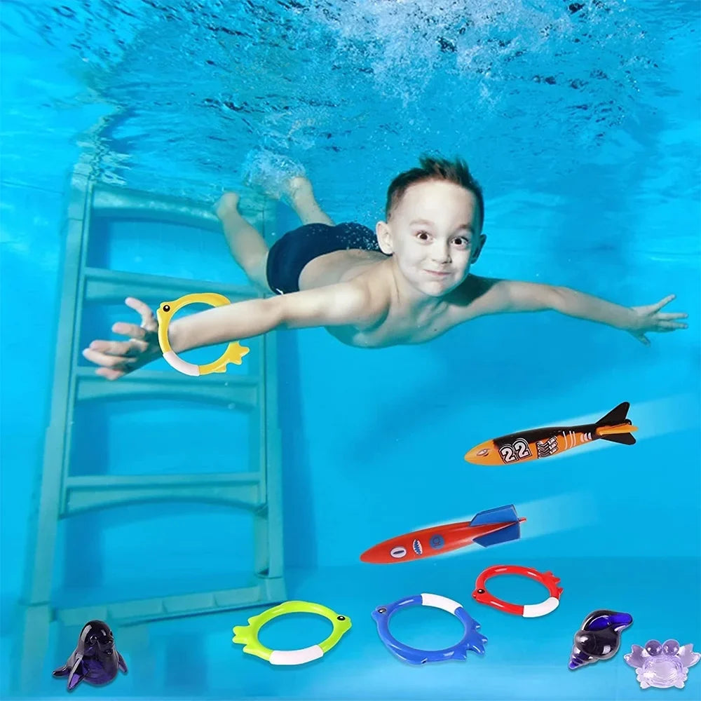 Playoza Summer Kids,Fun Swim & Gifts Boys Development Toys Girls Pool Pool Swimming Swim Bag,20 Skill Diving Storage for Toys Pack Learning Games Dive with Underwater Swimming Diving Set, for