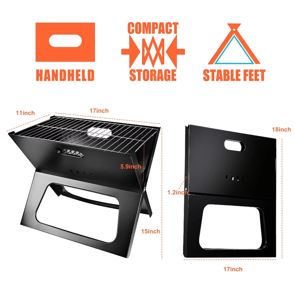 Outdoor Steel Portable with iMountek Grill 10Pcs Camping Garden BBQ Foldable Barbecue Grill Charcoal BBQ Travel