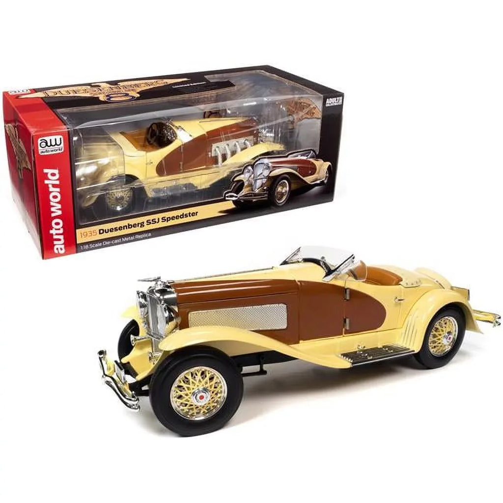 SSJ classic Duesenberg World Diecast Speedster and 1935 Car Brown 1/18 by Auto Gold Yukon Model Chocolate