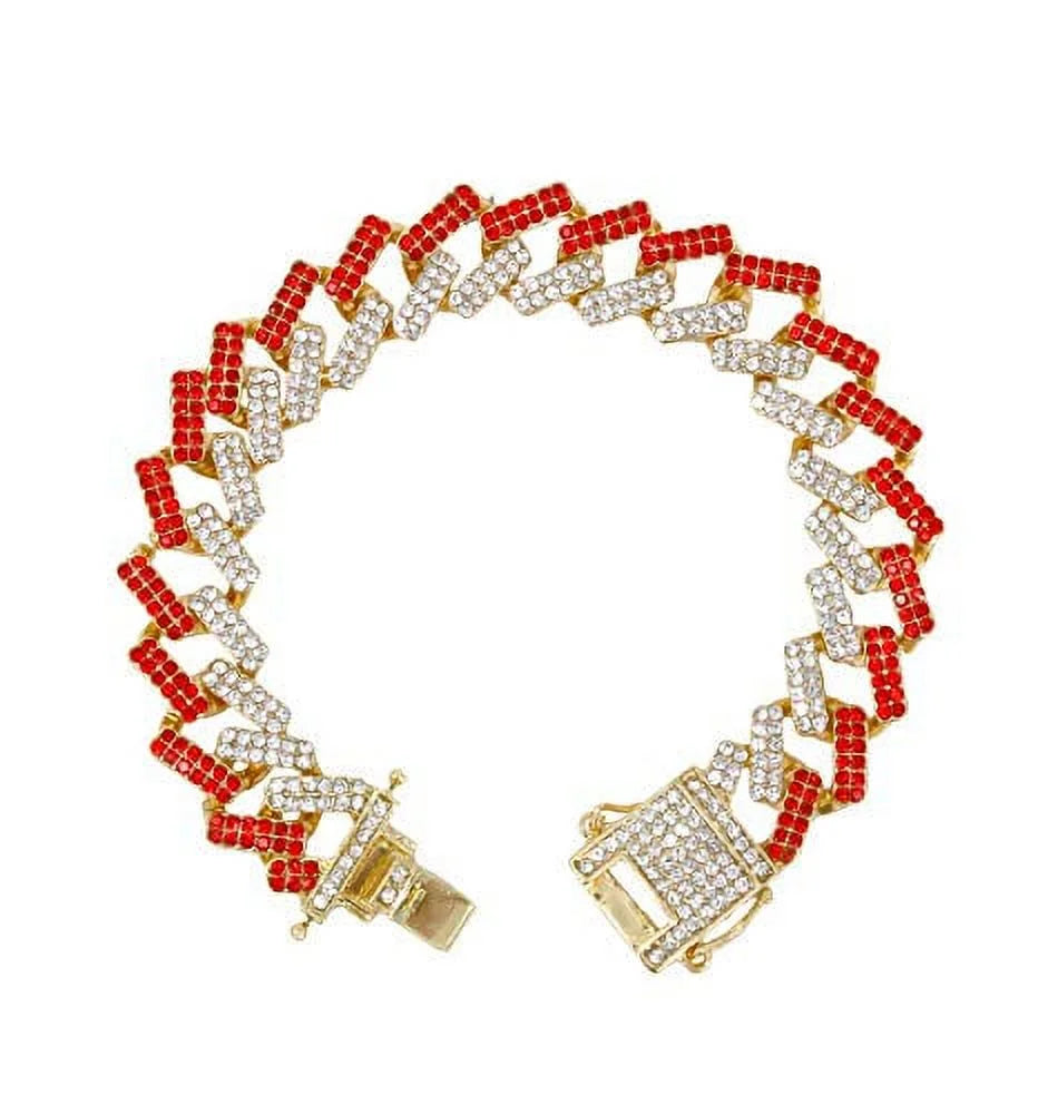 Out Blood Bling-ed Link Gold w/Bling-ed Gold L0504RNB Bracelet ZZ - Luxury ZZ Out Mens Round Red Design Watch