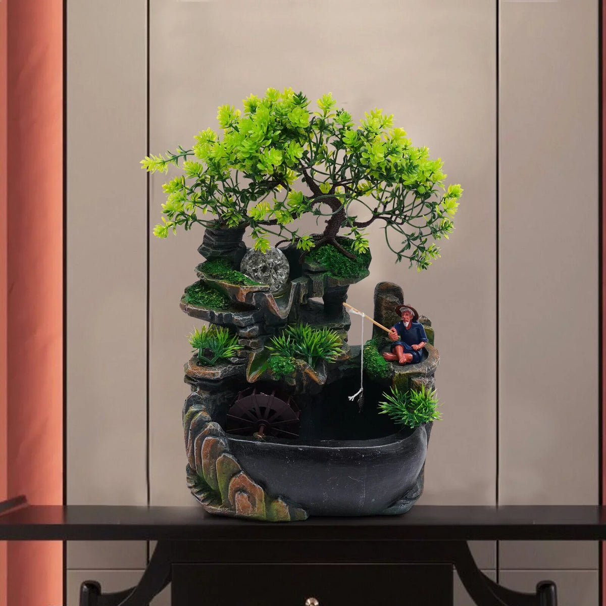 Indoor Shui with ZhdnBhnos Water Light Ornament Table Zen Fountains Rockery Decoration LED Feng Waterfall Desktop