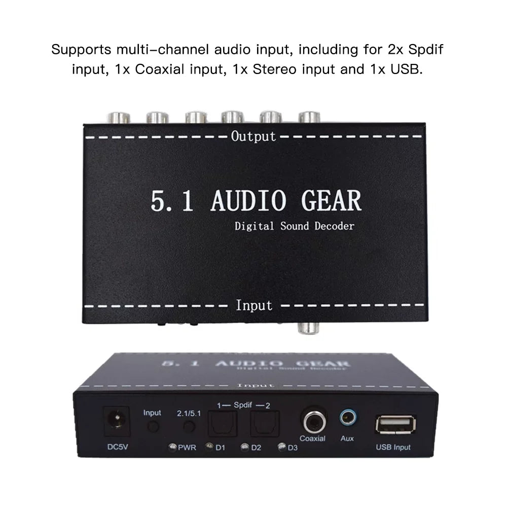 NK-A6L Audio Dolby Plug for Gear Audio Digital Digital Output Replacement Audio Converter 5.1 Decoder Walmeck AC-3 Sound 3.5mm
