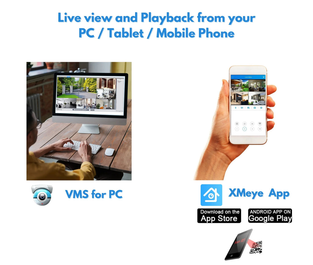 10TB Recorder, & Channel Access, Surveillance Evertech Camera CCTV H.265 Remote Easy 4-in-1(TVI/AHD/CVI/CVBS) Alerts Hard with Detection Hybrid DVR 16 Drive Motion Emile