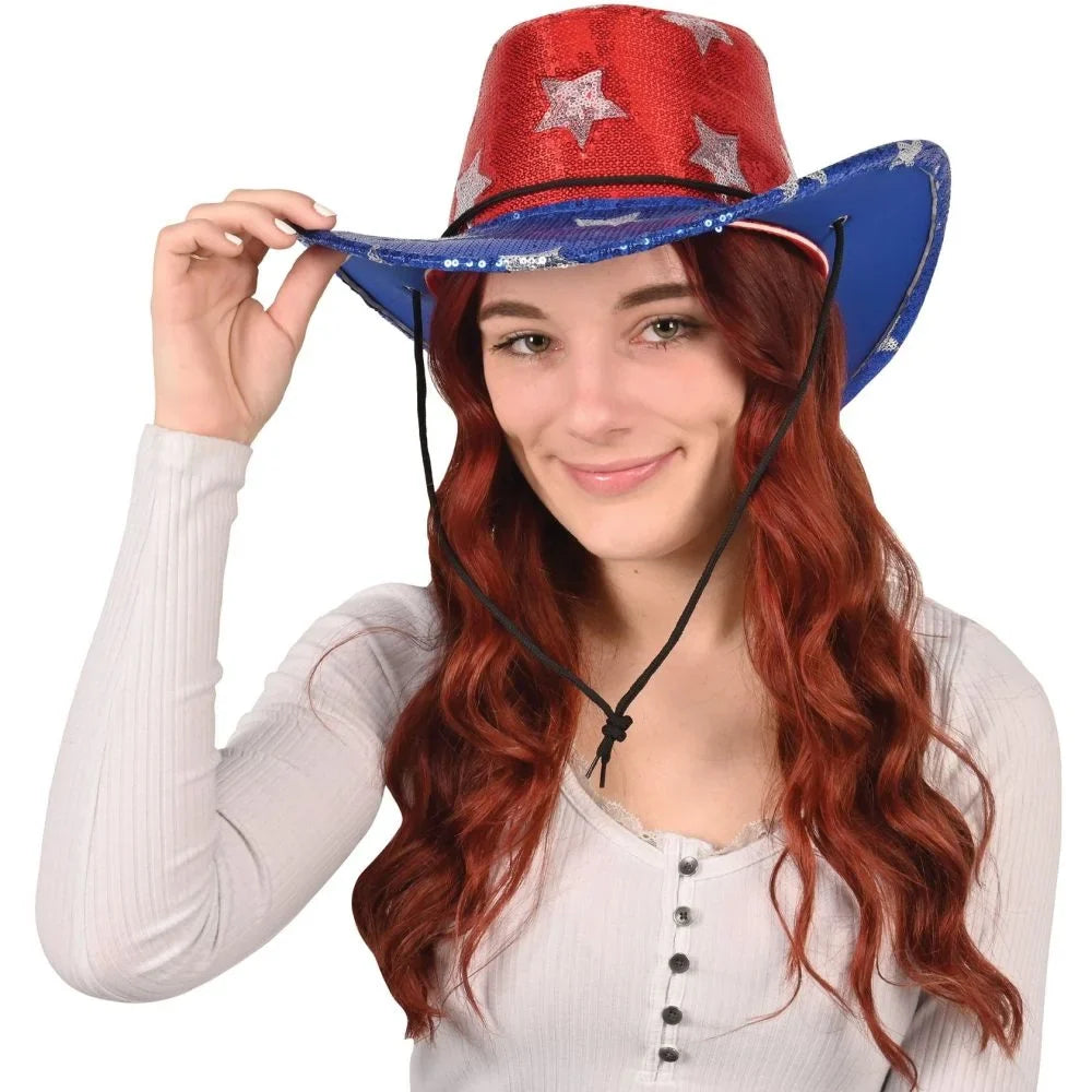 Sequined Hat Patriotic Cowboy