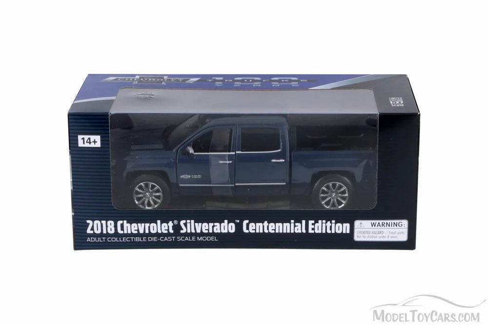 Scale (Centennial Car Max Chevy new 79353BU Motor Pick-Up Diecast Model - Truck Steel Edition), Blue 1/27 Silverado Toy - 2018