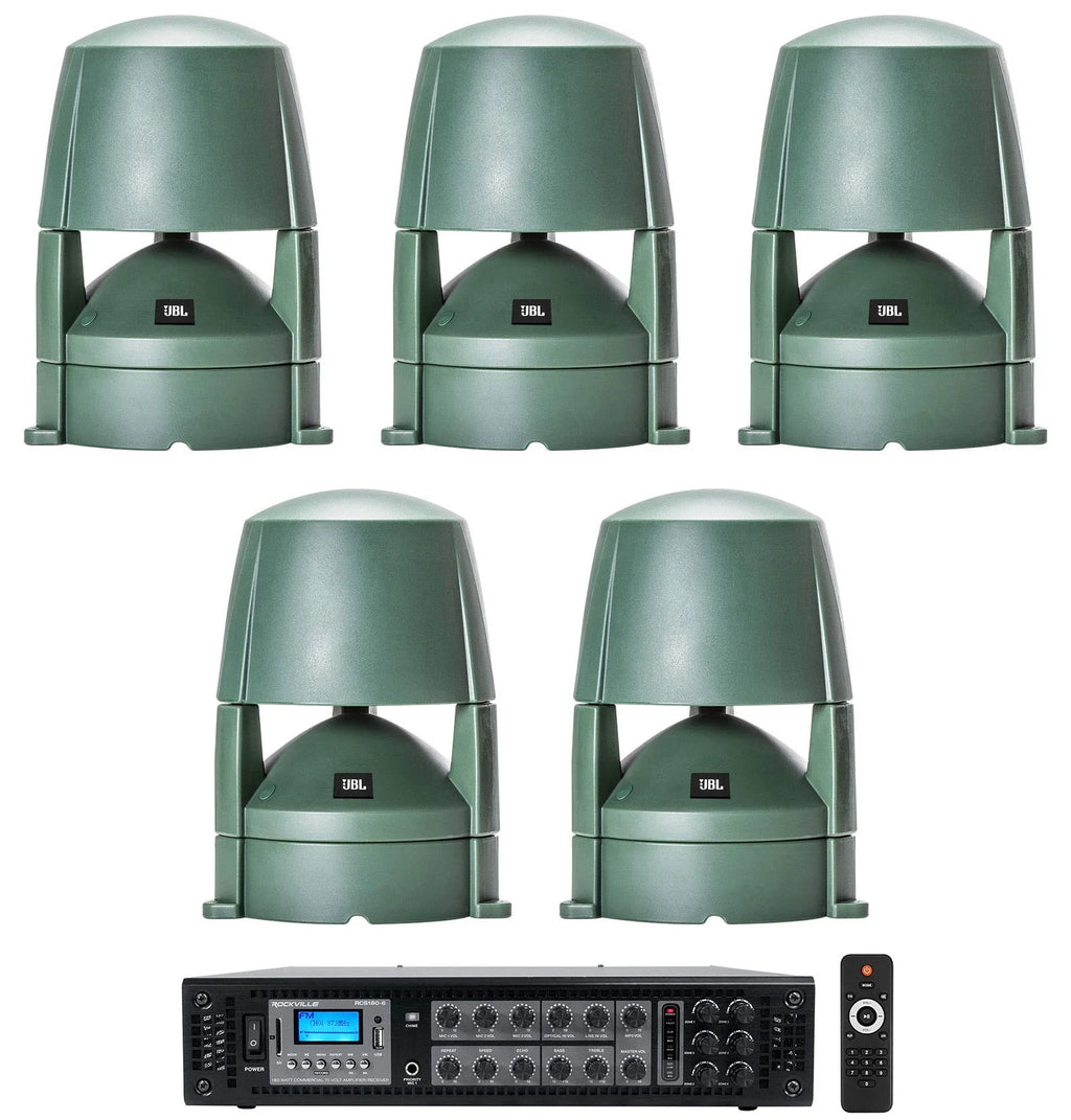 (5) classic Outdoor Landscape CONTROL JBL 70v 5.25" Speakers+Amplifier Commercial 85M