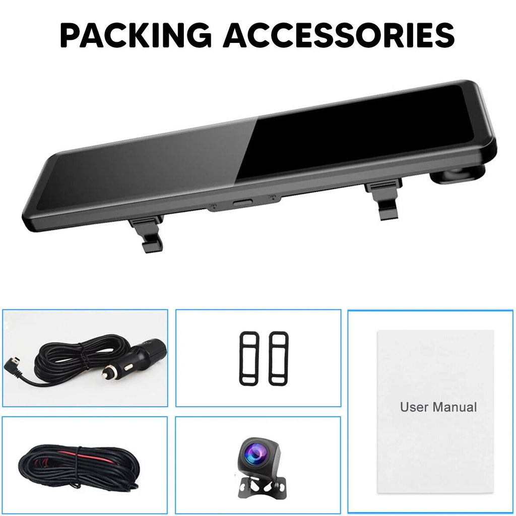 12" Reversing Dual Camera Parking high quality Rear Camera and Cam Dash Monitoring, Vision, Mirror Car Night Front Super Backup 4K Assistance