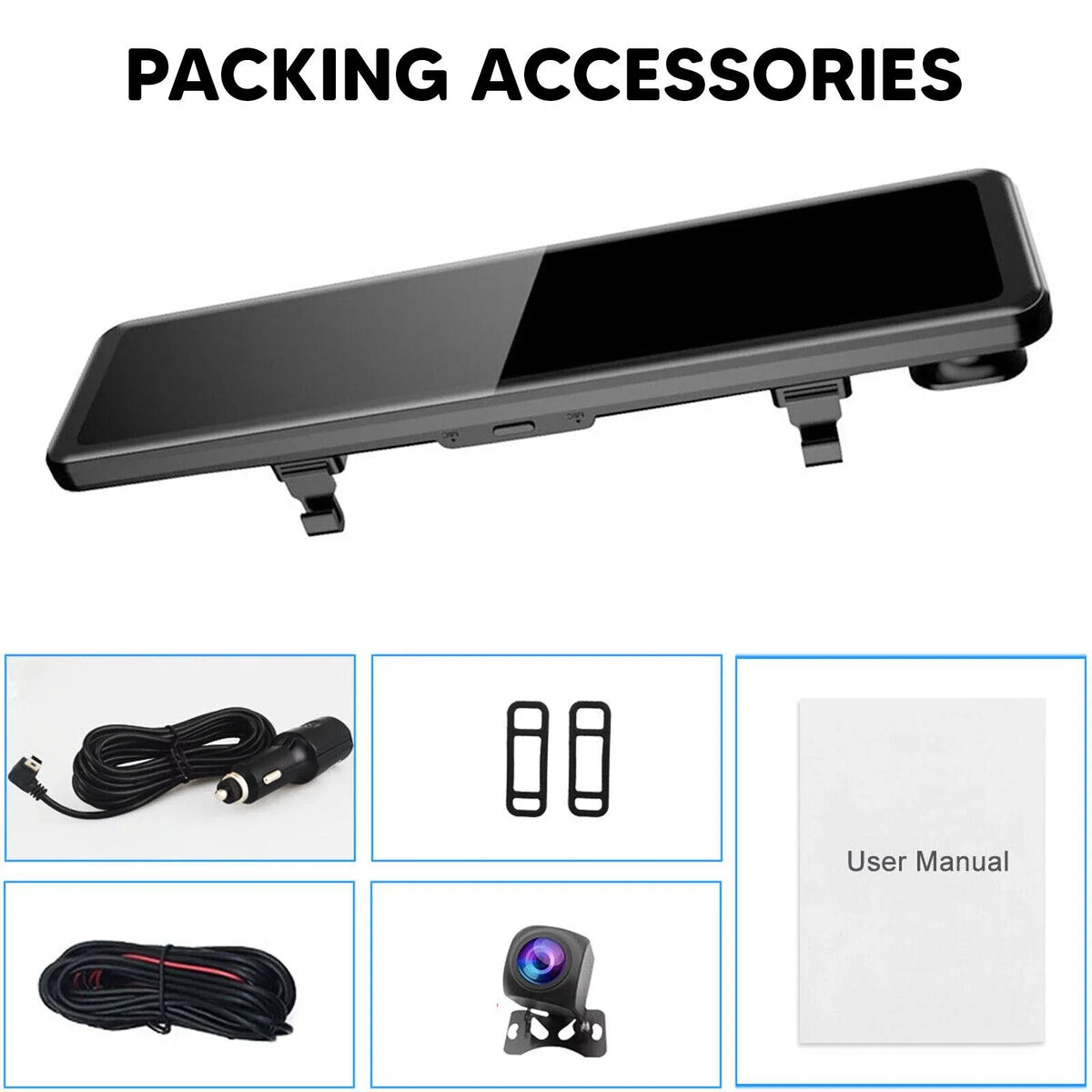 12" Reversing Dual Camera Parking high quality Rear Camera and Cam Dash Monitoring, Vision, Mirror Car Night Front Super Backup 4K Assistance