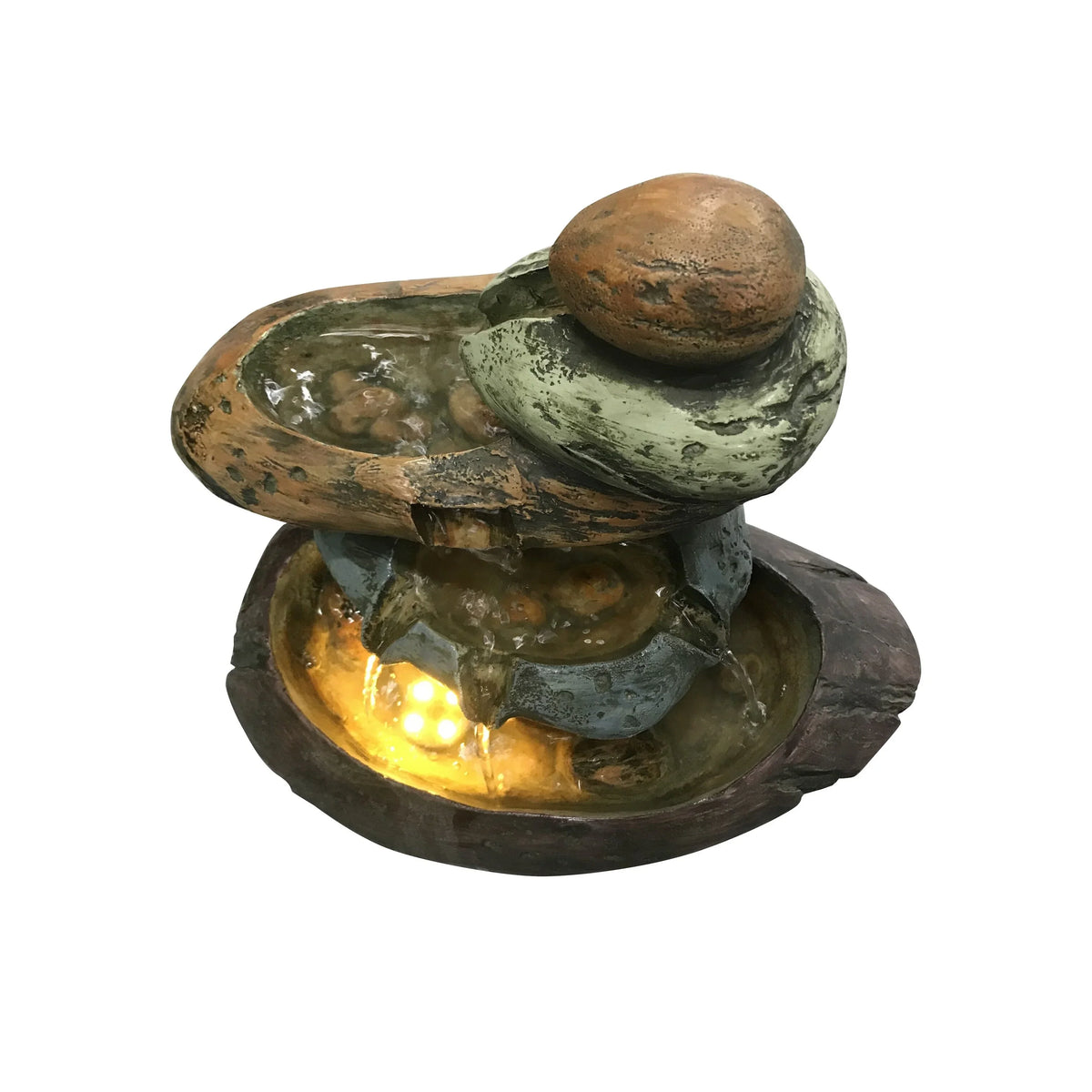 Lights White Multicolour Tabletop With LED Stone Fountain Warm