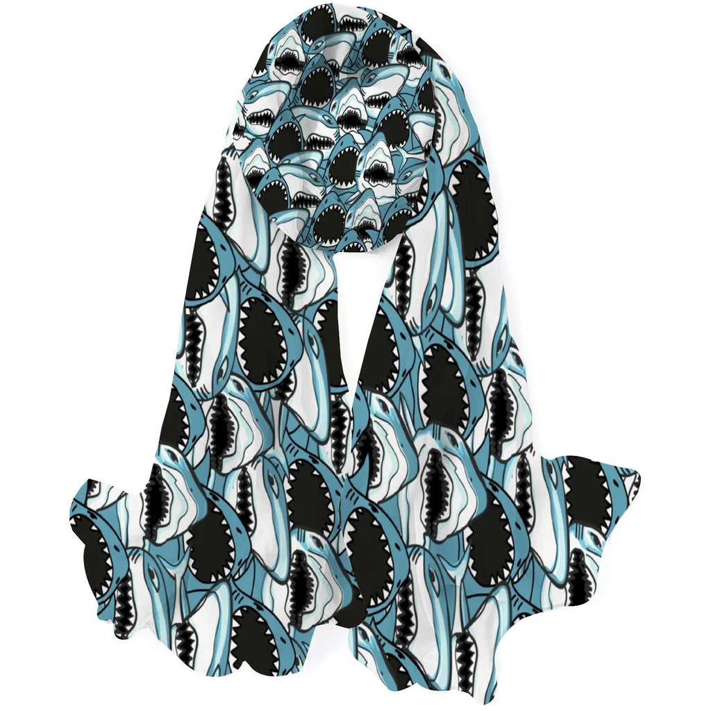 Silk Neck Long Hair Sunscreen Shark Oblong Gift Wraps classic Shawls Headscarf Large Scarf Angry Wraps Packed FREEAMG Women for