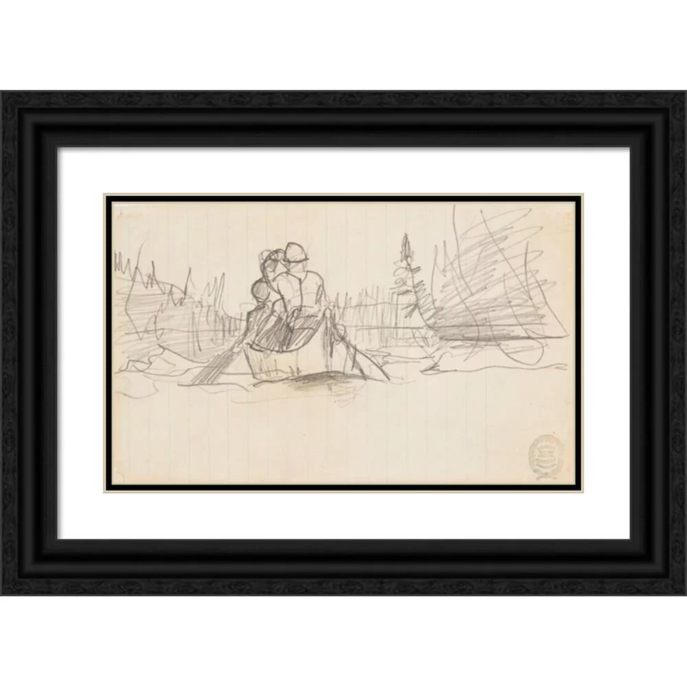 in Framed Ornate Men Museum Canoe Titled Winslow Print Matted Black Art Double - Homer (1897) a Wood high quality 18x12 Two