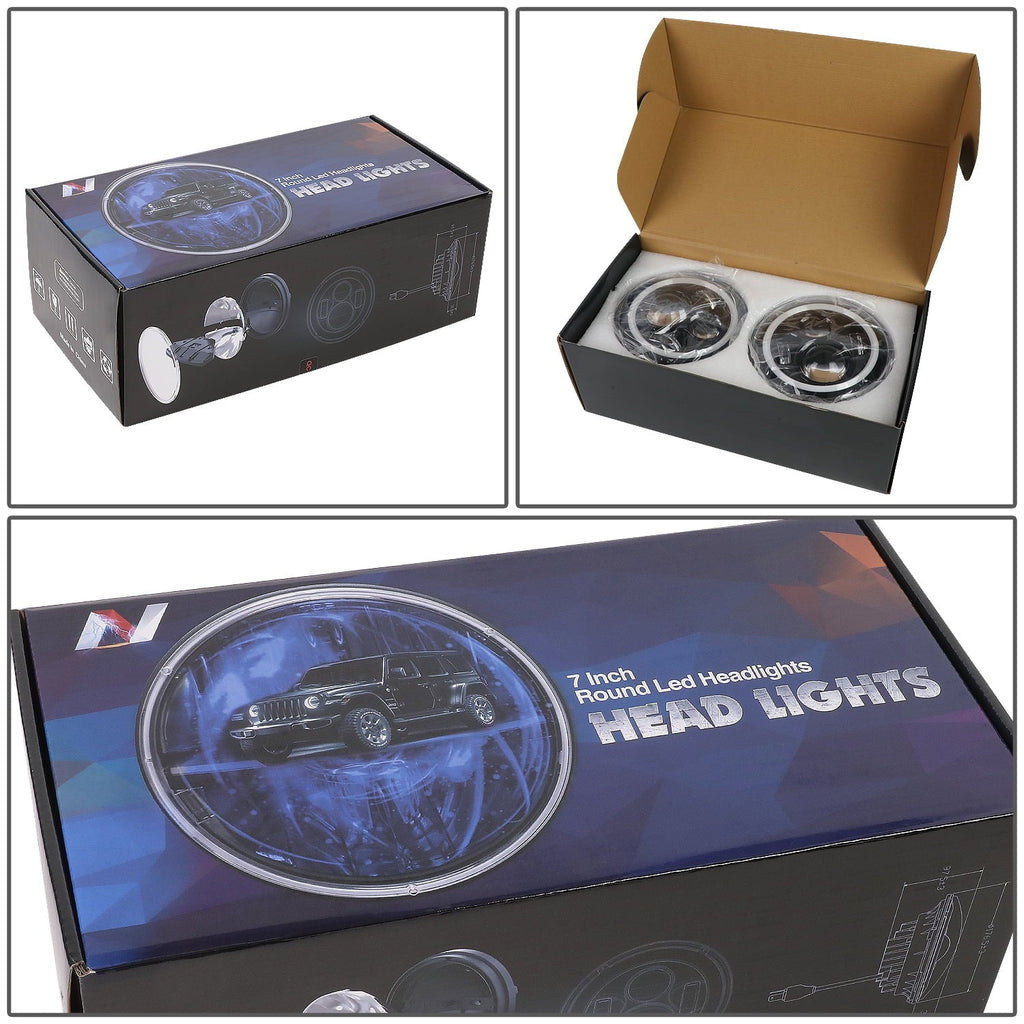 NVL-HL-001H Black For JK DRL 1997 Jeep Wrangler/Wrangler Headlights special edition LJ 7 14 Housing inches NUVISION to 2018 CJ LED Projector 2Pcs Nuvision LIGHTING 13 Halo TJ
