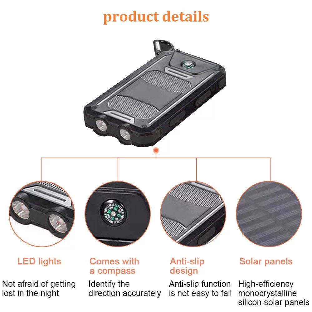 US Battery Charger 2023 Solar External Bank 9000000mAh Waterproof Power Portable