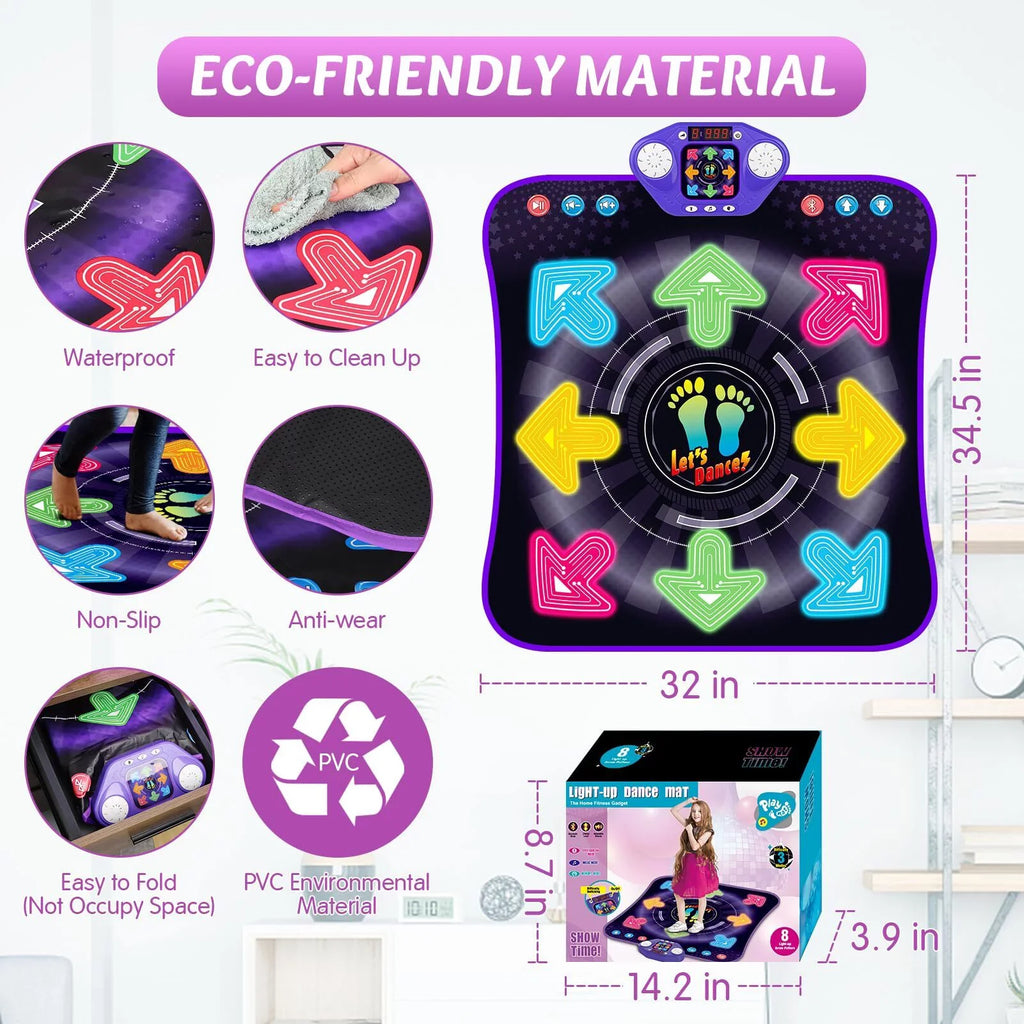 8-Buttons for 3 Light Girls 5 Xmas 10+ Old 5 & with Year Dance Toys special edition PAFOLO 8 Gifts Up Kids, 6 Game Boy Dance Old Easter Dance Wireless 4 7 Year Modes, Mat Bluetooth, 9 Pad with Music for Toy 3-12