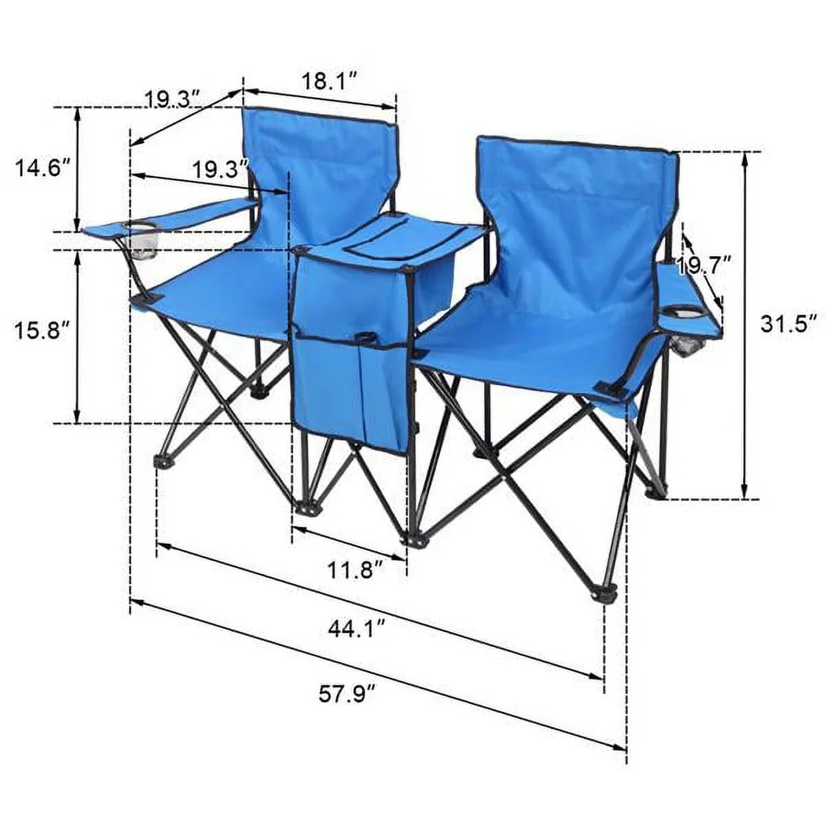 Camping Double Carrying Chair, Portable Folding Holder for Bag, Camping Outdoor Pool with High Beverage Park Blue new SYTHERS Chair, Beach Beach Table Strength Outdoor Patio Chair Mini