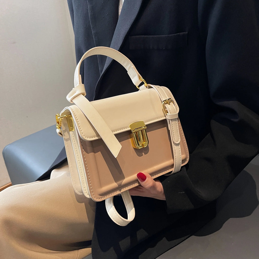 (7.9*5.93*3.16) For Junior Trendy Leather Crossbody Bag, Square Purse Women Flap Decor Inch Buckle Faux Handbag,