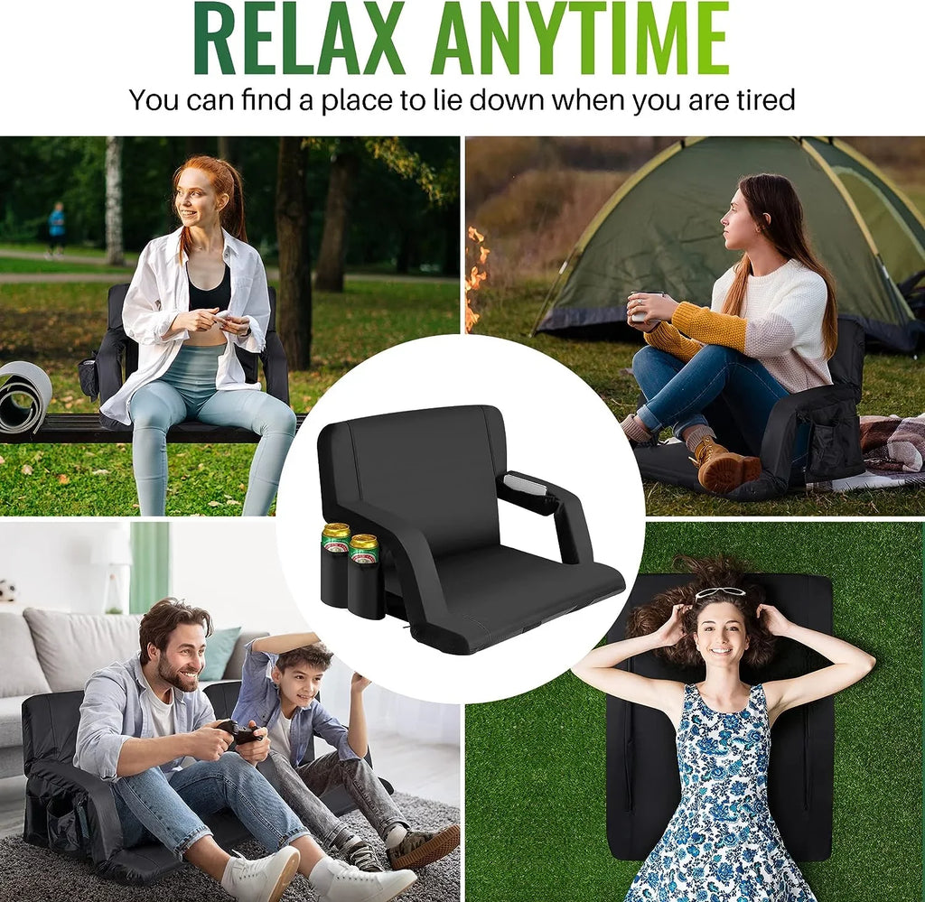 Stadium - Events, and Seat, Sporting Seating Picnic and 25-Inch Chair Camping, Reclining AiYCHEN Extra Wide Waterproof, Sturdy Beaches, Bleachers for for Thicker,
