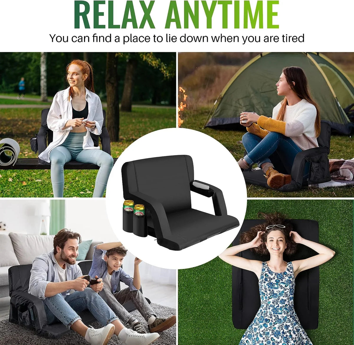 Stadium - Events, and Seat, Sporting Seating Picnic and 25-Inch Chair Camping, Reclining AiYCHEN Extra Wide Waterproof, Sturdy Beaches, Bleachers for for Thicker,