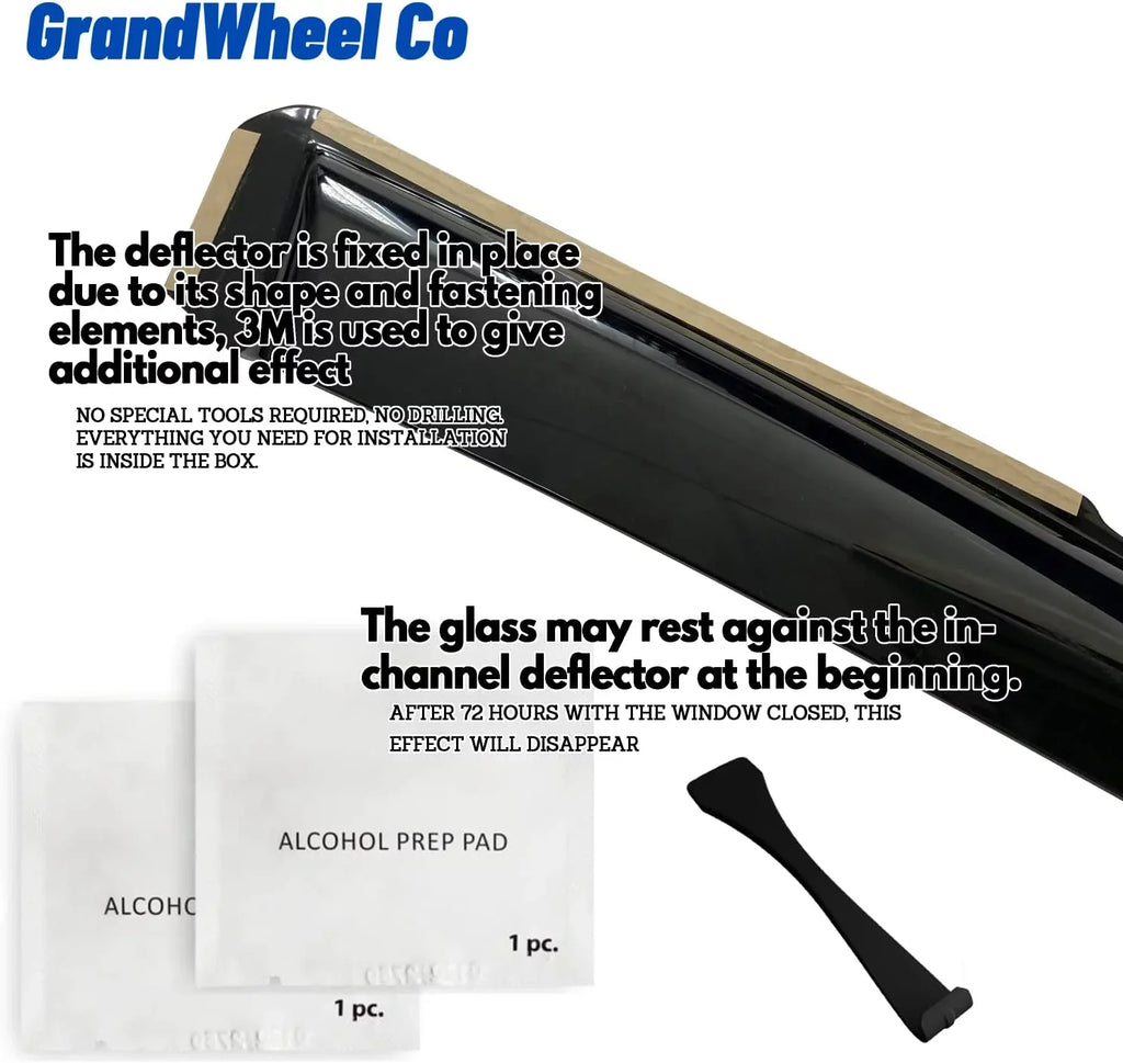 Compatible In-channel 2007-2021 Tinted Smoke Co GrandWheel Double Window Toyota high quality - with 4pcs. GW0114 Deflectors Rain Vent Tundra Side Guards Cab Visor