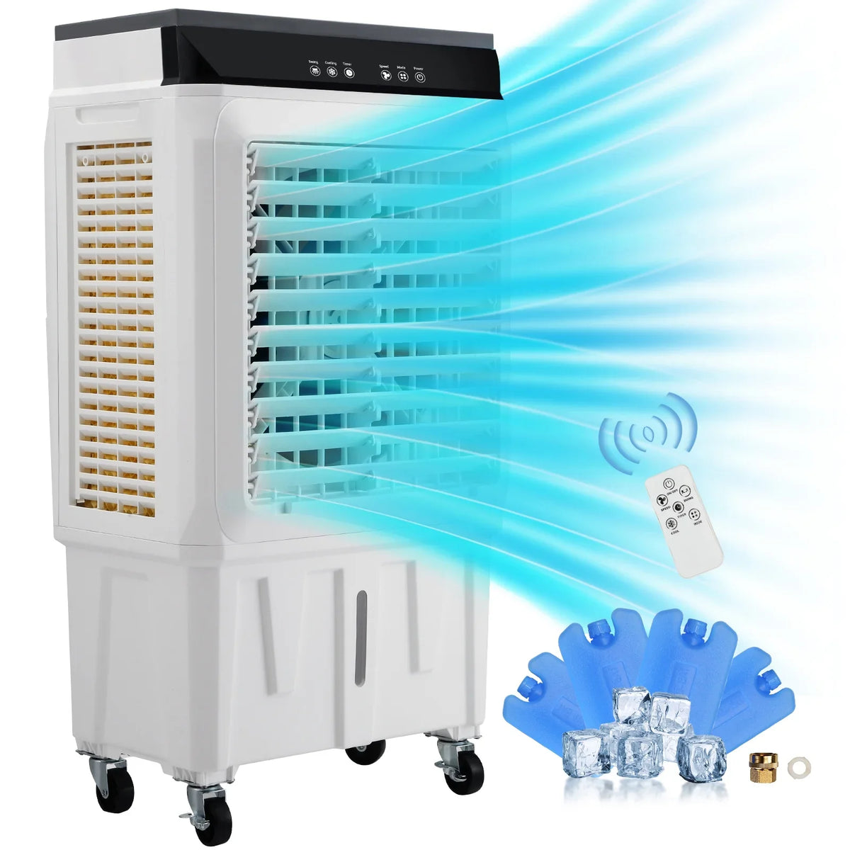 Timer 7 Swamp 2100 Cooler 3-in-1 Humidifier 12h SKYSHALO Gal Evaporative Cooler Air CFM