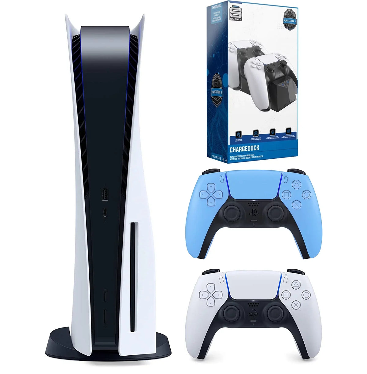 Blue new with Disc) Playstation Controller Station ( - and Bundle Dual Version Disc PS5 5 Extra Charging Starlight