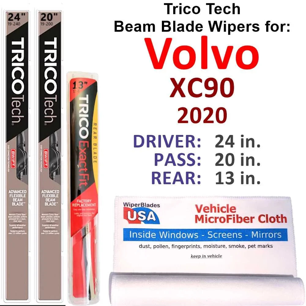 2020 3) Wiper (Set Blade w/Rear Wipers Beam XC90 Volvo of