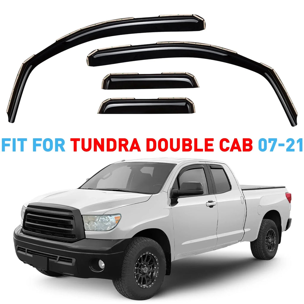 Compatible In-channel 2007-2021 Tinted Smoke Co GrandWheel Double Window Toyota high quality - with 4pcs. GW0114 Deflectors Rain Vent Tundra Side Guards Cab Visor