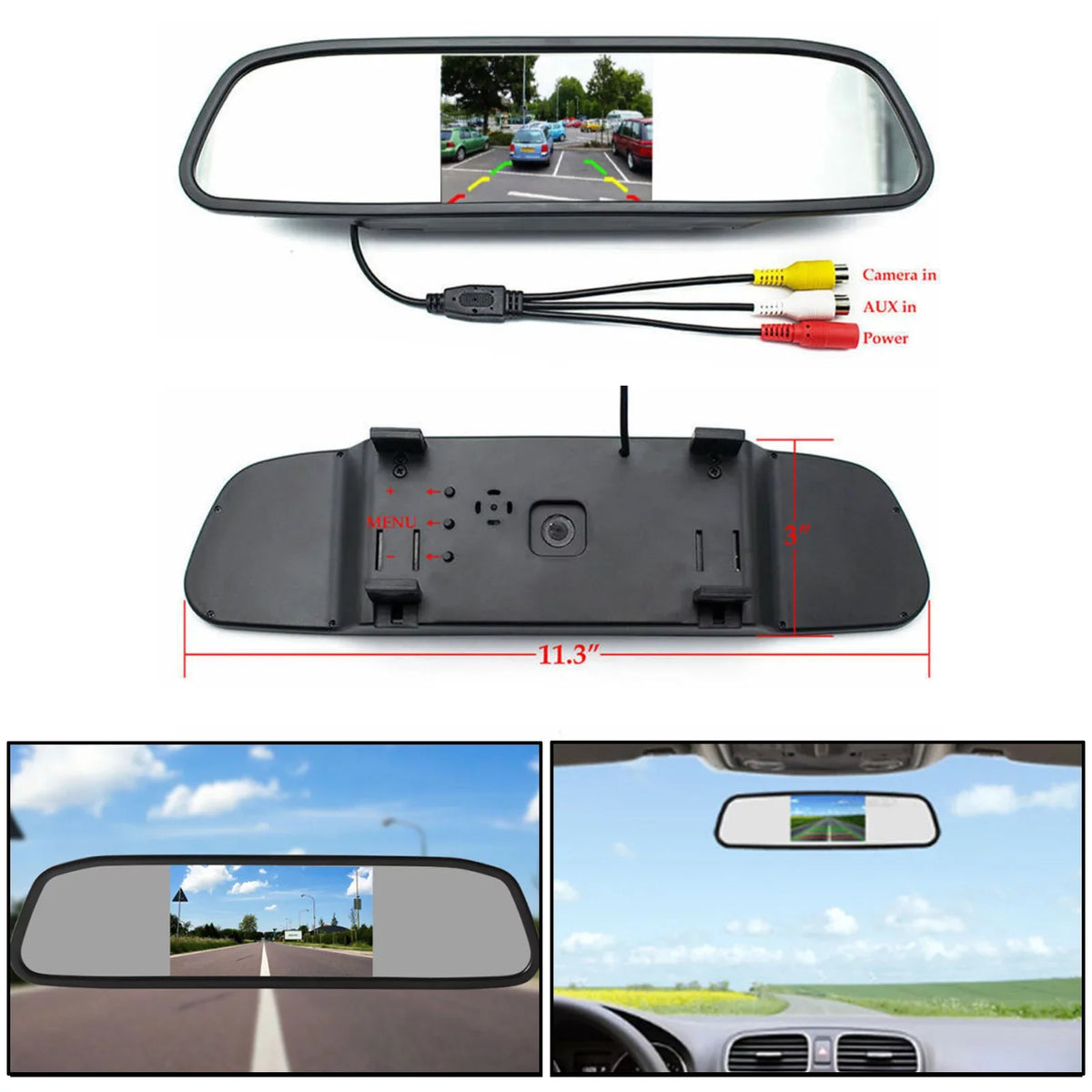Vision Monitor 4.3" Mirror PAL Parking TFT Assist NTSC 4.3inch LCD Night Genic Motor Car