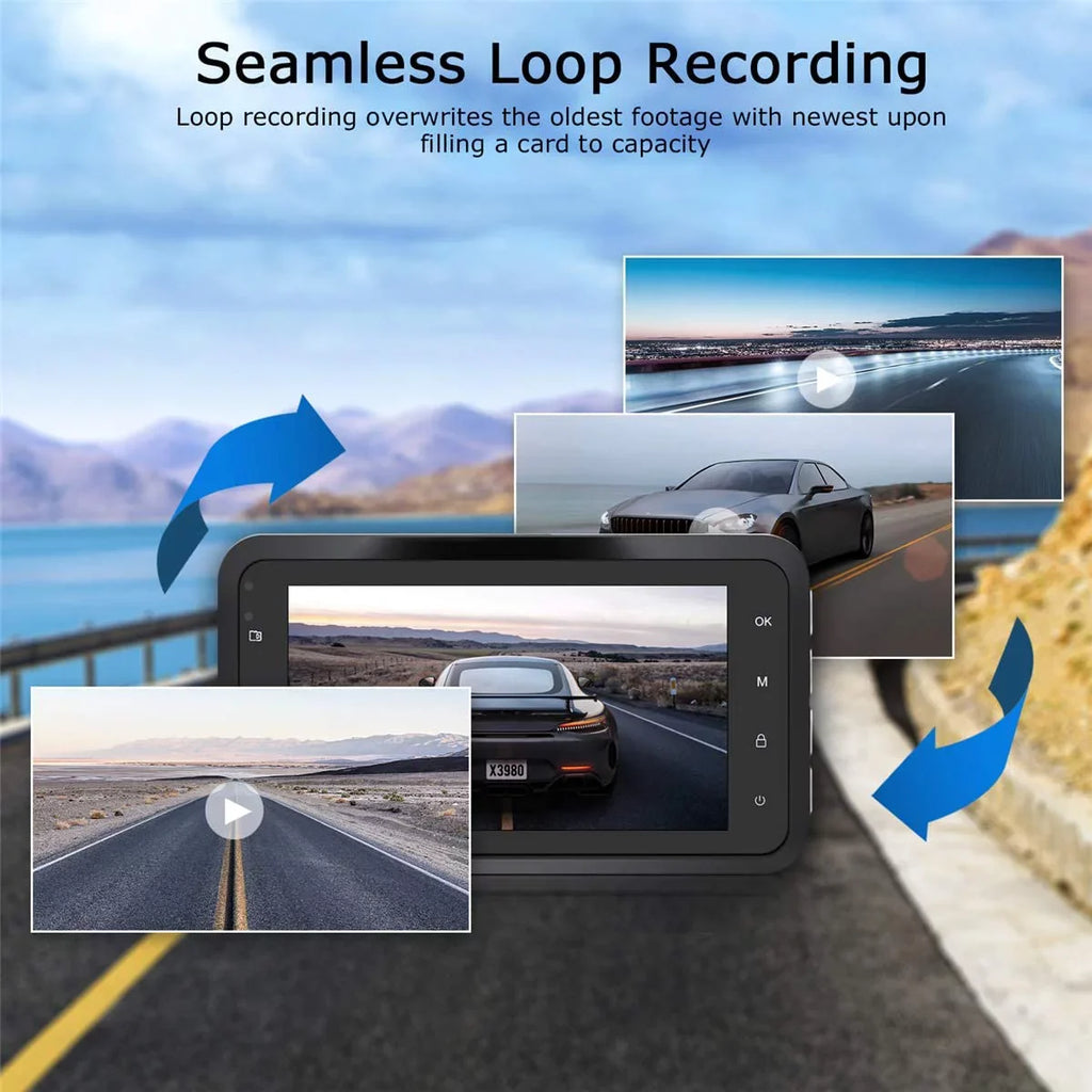 ORSKEY Dashcam Full 3.0" Recorder Night Angle Cam special edition DVR Display 170 with WDR 1080P for Camera HD Video Camera Car Dash Wide Cars Car G-Sensor Dashboard Vision LCD in