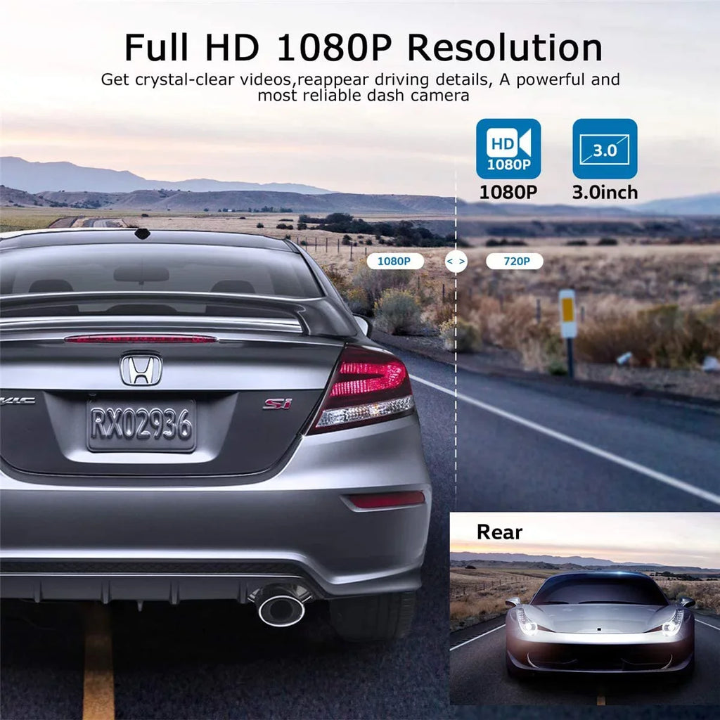 ORSKEY Dashcam Full 3.0" Recorder Night Angle Cam special edition DVR Display 170 with WDR 1080P for Camera HD Video Camera Car Dash Wide Cars Car G-Sensor Dashboard Vision LCD in