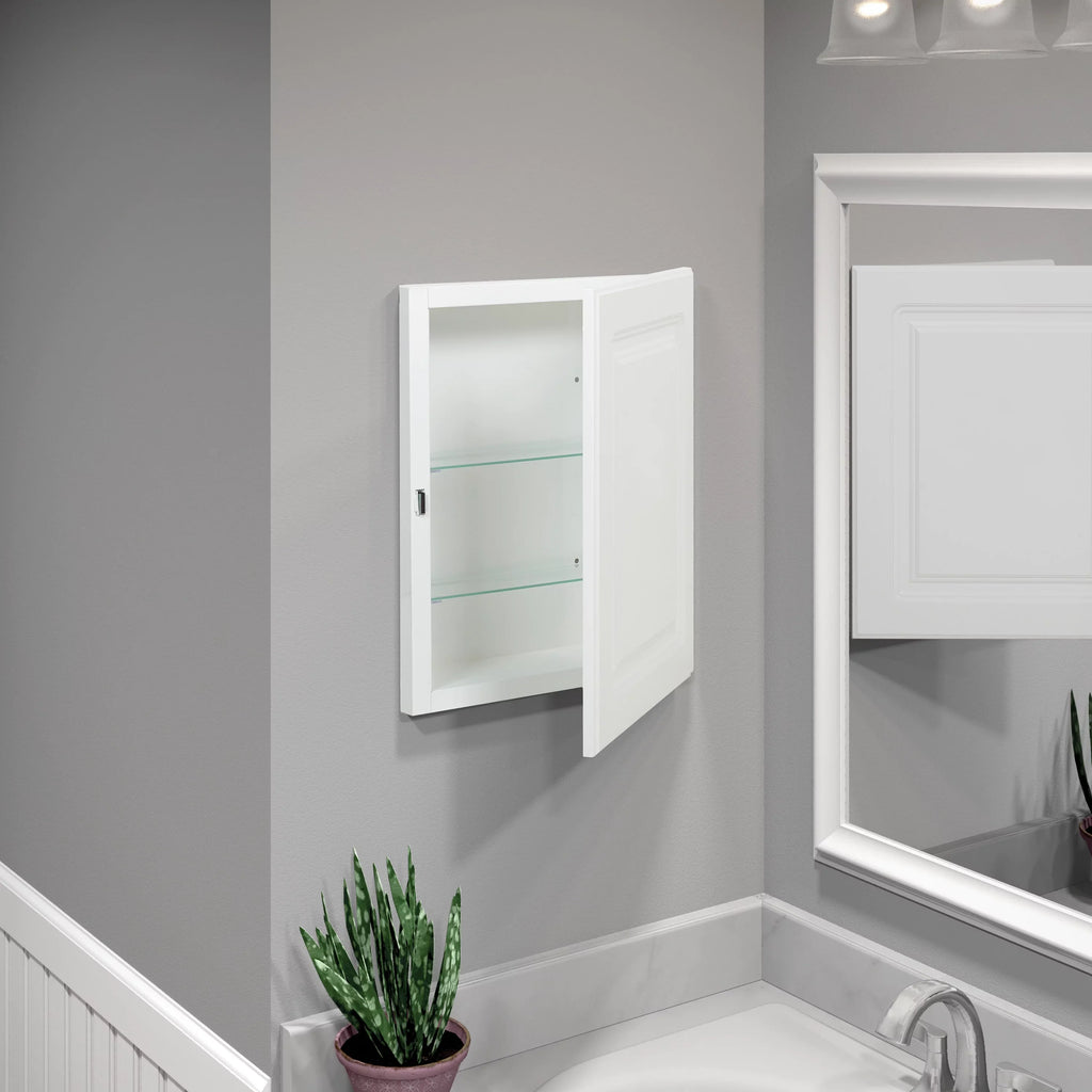 Recess-Mount Door, Raised Pride American Rectangle, with Panel White 20 in., Medicine Cabinet, 16 classic x