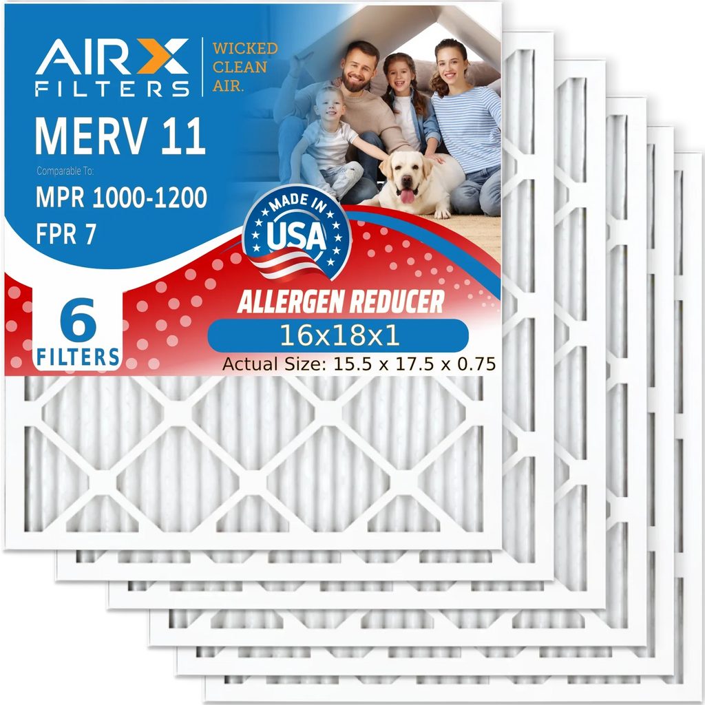 Air Conditioner 1200 WICKED MPR & CLEAN Air Made AIRX Pack MPR 11 to Comparable Furnace Filter AIR. special edition HVAC FPR FILTERS Pleated 7 Electrostatic USA Filters 6 Filter MERV Premium 1000, 16x18x1 16x18x1 by