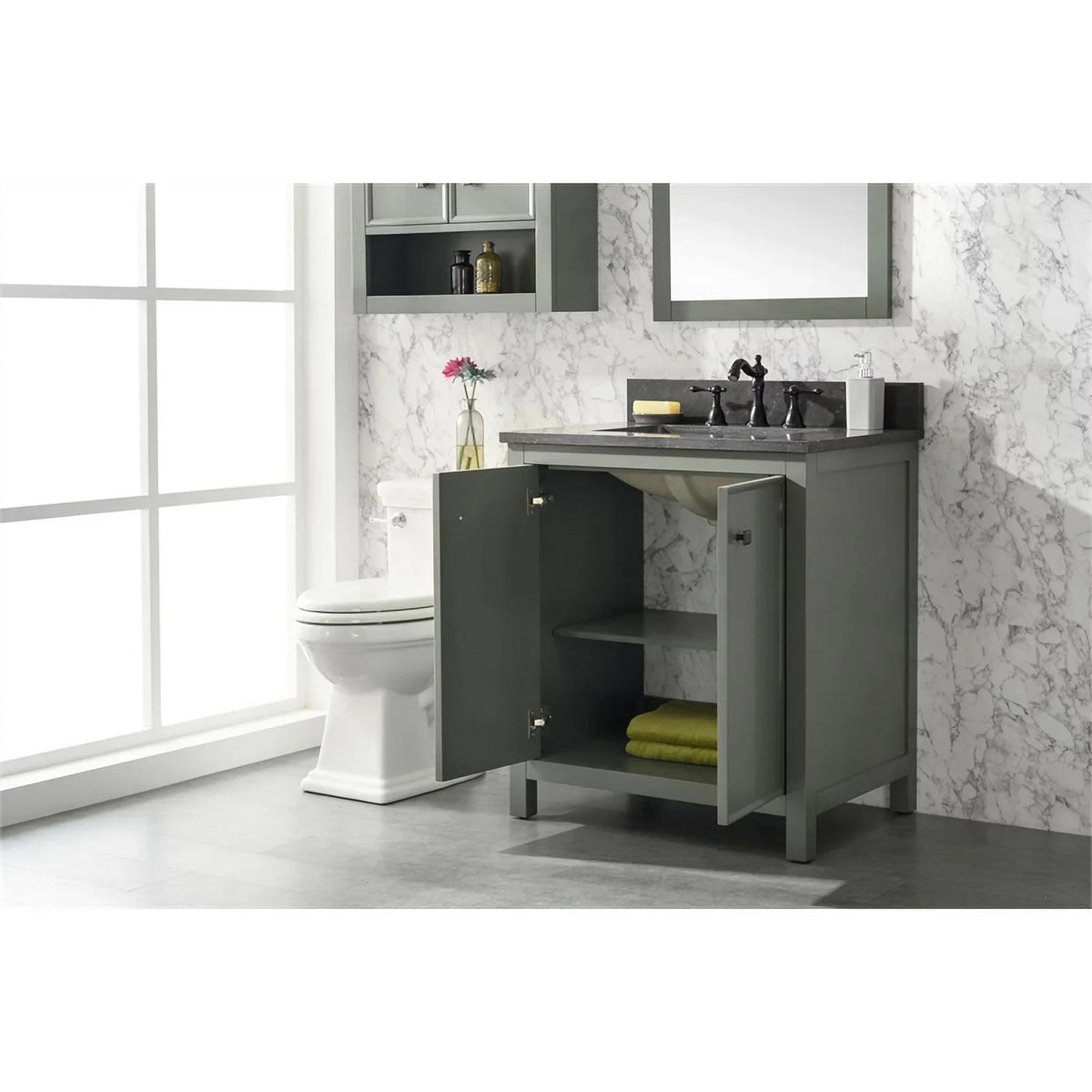 Furniture 30" Cabinet - MDF/Veneer Green Legion new Vanity Sink Contemporary Wood