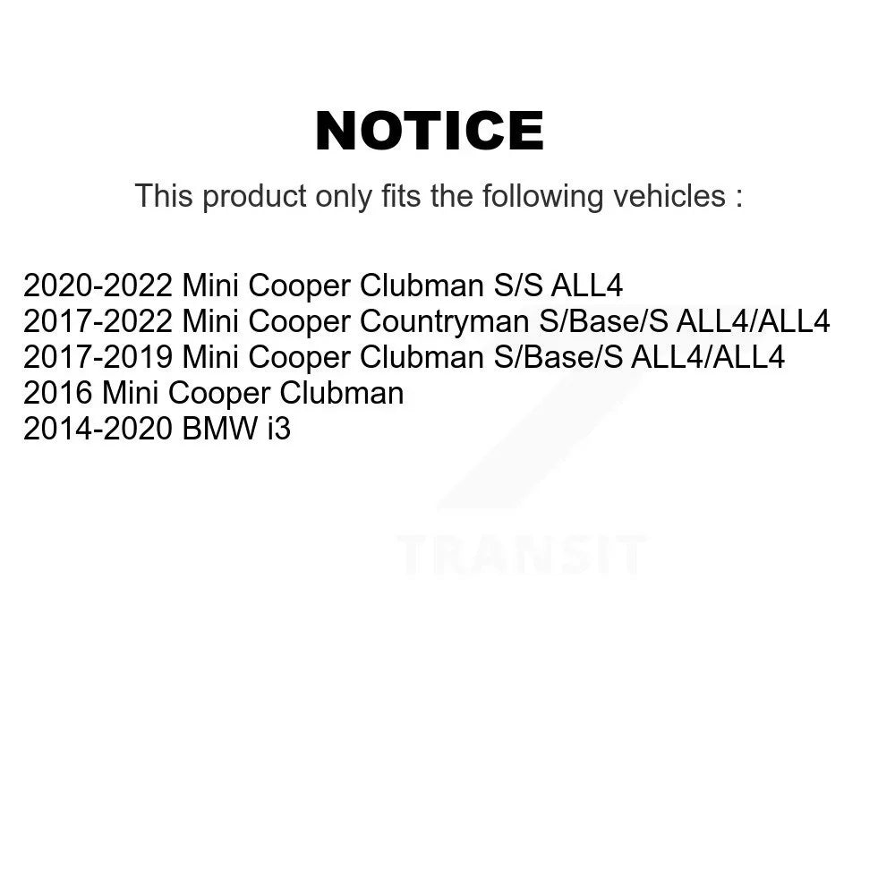 Rear Mini Kit Rotors Cooper Brake Semi-Metallic BMW Slotted Auto special edition i3 Clubman For Pads KDF-101034 And Drilled - Transit Coated Disc Countryman