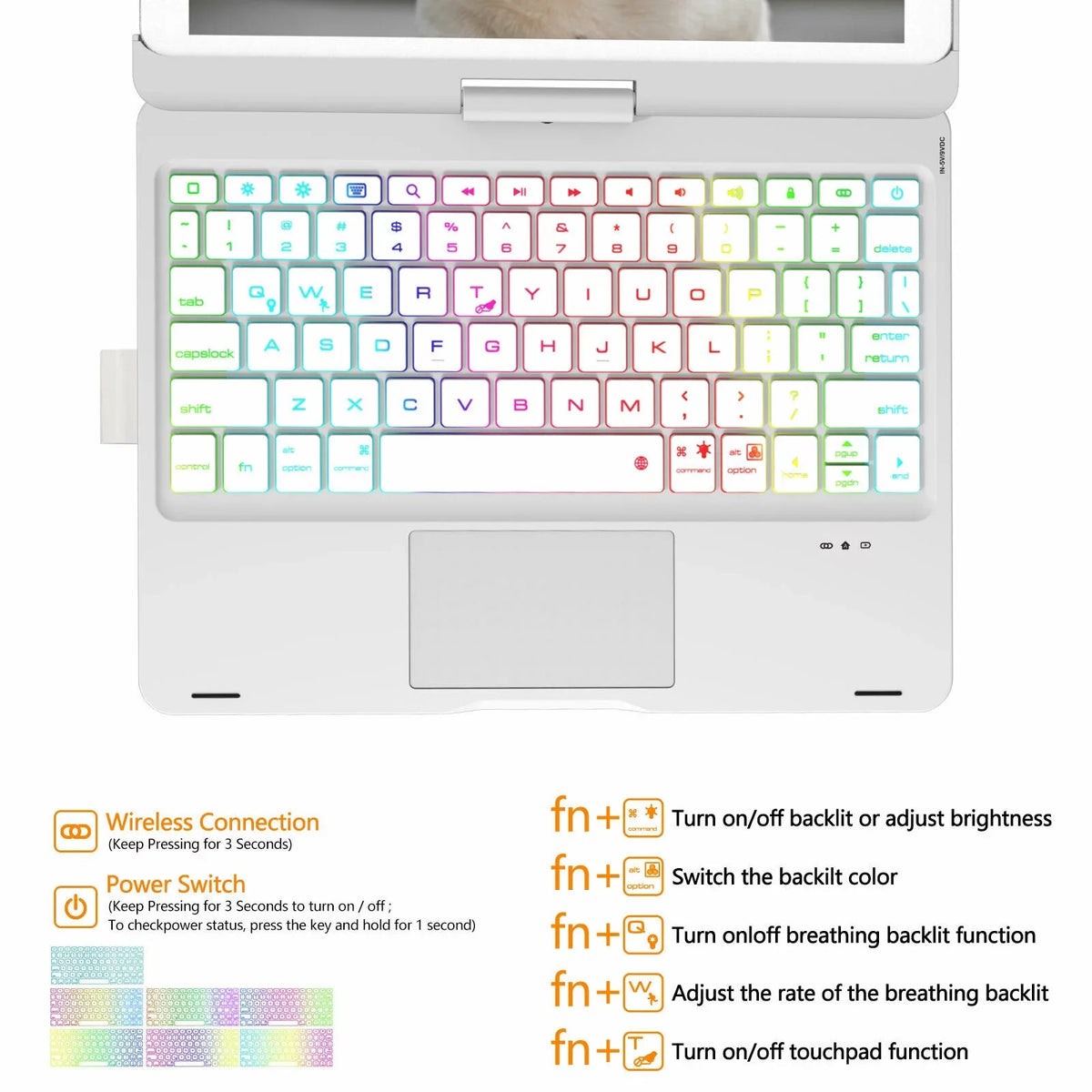 Protective 10.2-inch iPad Generation Air Dingrich Trackpad Slim for Holder Generation classic (2020), Case Keyboard 10.5, with Gen, Cover iPad iPad iPad Pencil 3, with Pro 8th 7th (2021), 9th