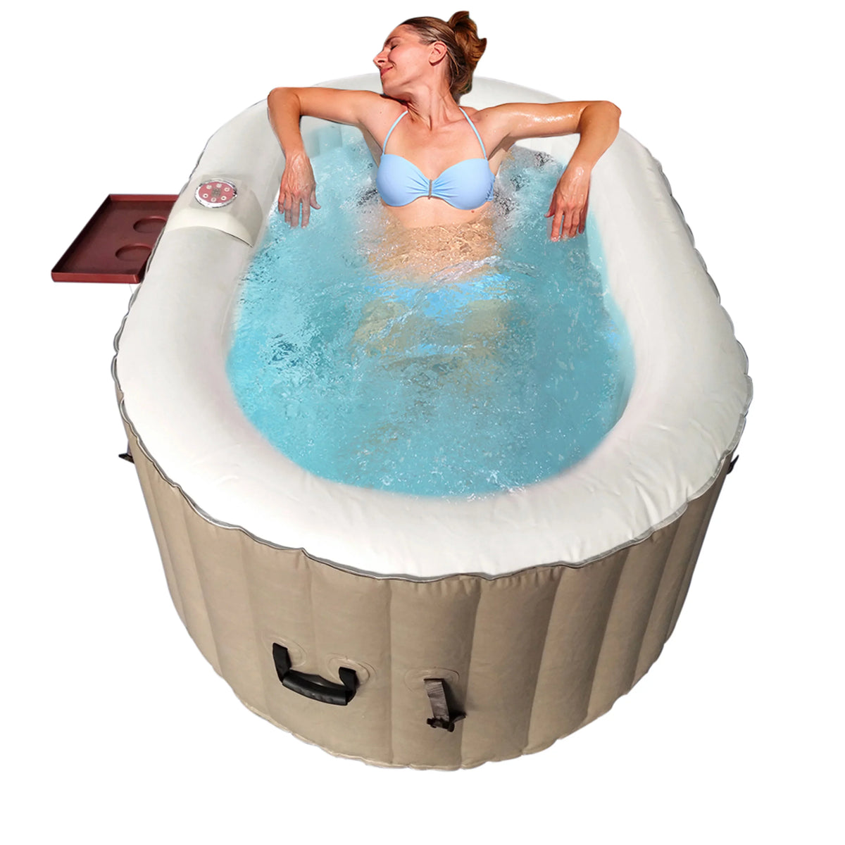 ALEKO Inflatable Gallon Jetted Hot Brown 145 with Cover Person Tub 2 Oval