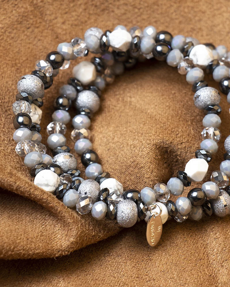 Crystals Design white for Fabrizio new Women & By Positano with Memory for Women Pearls Howlite, Gioconda Bracelet